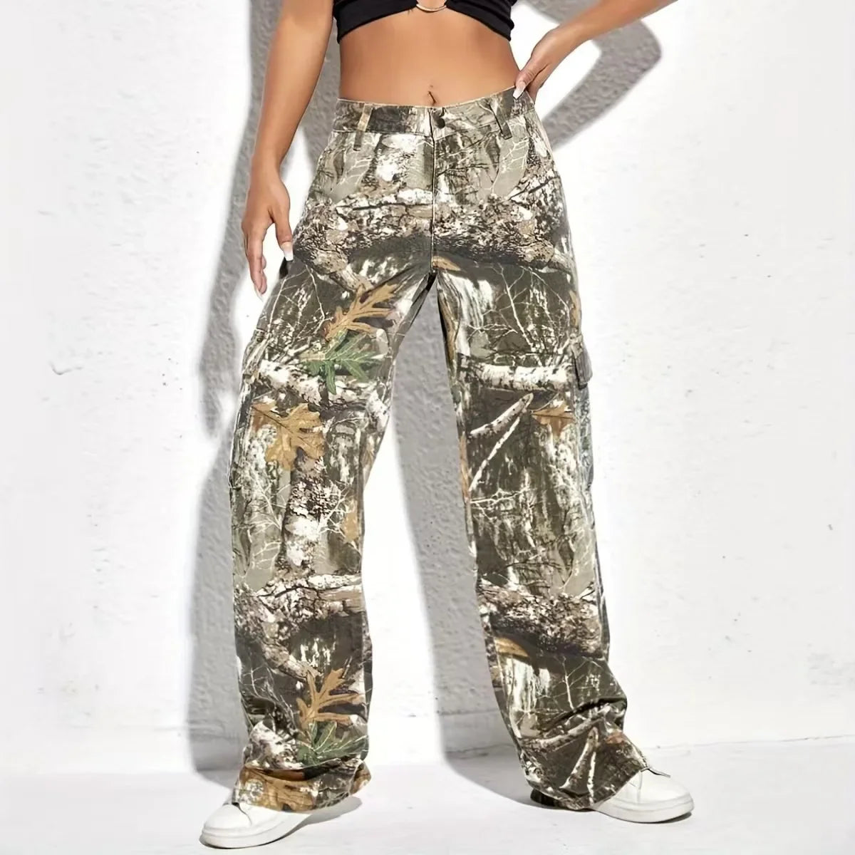 Trendy Camo Pocket Cargo Pants